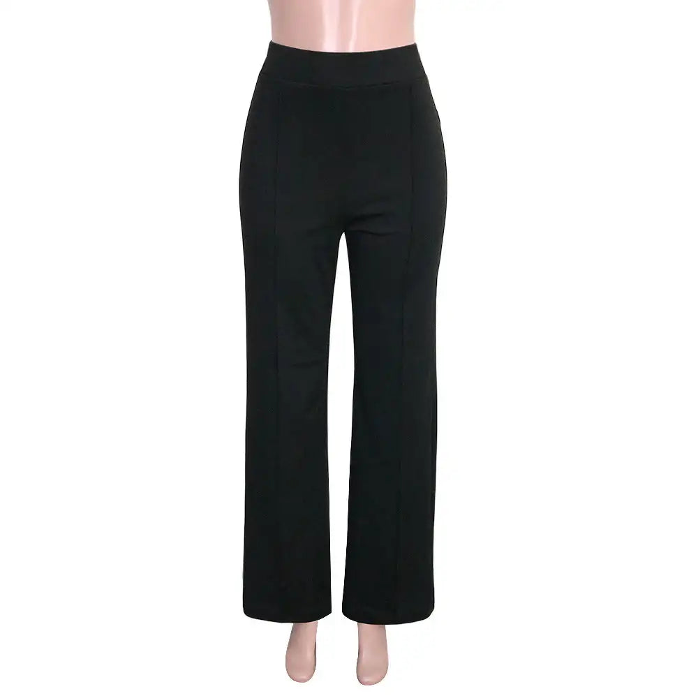 Solid Color Casual Pants Slim, High-waisted Bell Bottoms - SJB-DIAMOND ELITES