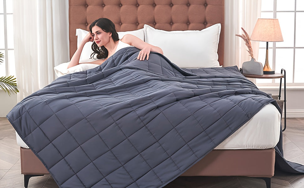 1pc, Weighted Blanket (60''x80'',12lbs,15lbs, 20lbs, Queen Size Dark Grey) for Adults, High Breathability Heavy Blanket, Soft Material with Premium Glass Beads