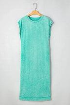 Carrot Mineral Wash Pocketed T-shirt Dress