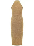 Slit Ruched Mock Neck Sleeveless Dress