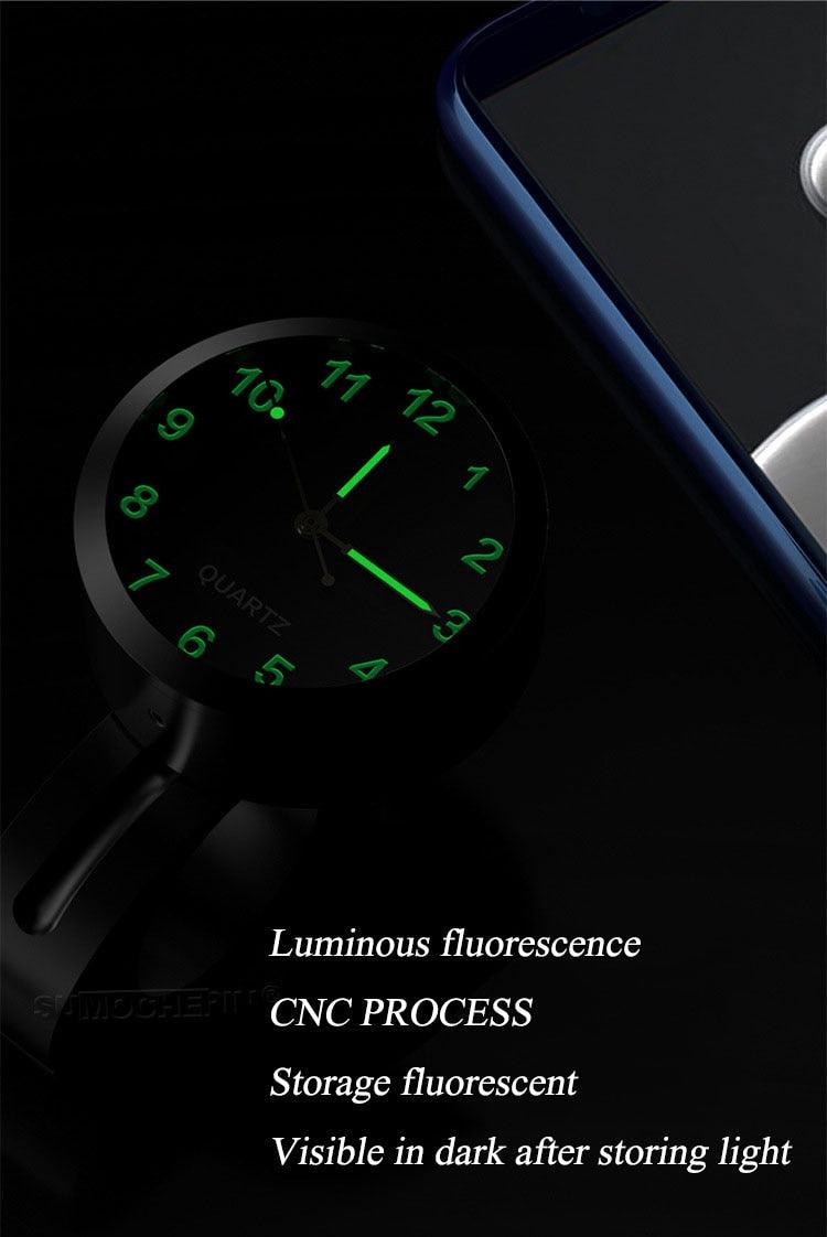 7/8" Universal Motorcycle Handlebar Watch Bike Hand Grip Bar Mount Dial Clock Motorcycle Handlebar Watch  Mount Clock Glow Mount Clock Dial Watch Fit  Waterproof For Scooter Bicycle Motor ATV Stevvex