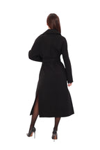 Pre-Order. Re-Stock Ships February 2026. Cambridge Comfort Wraparound Wool Cashmere Coat in Black