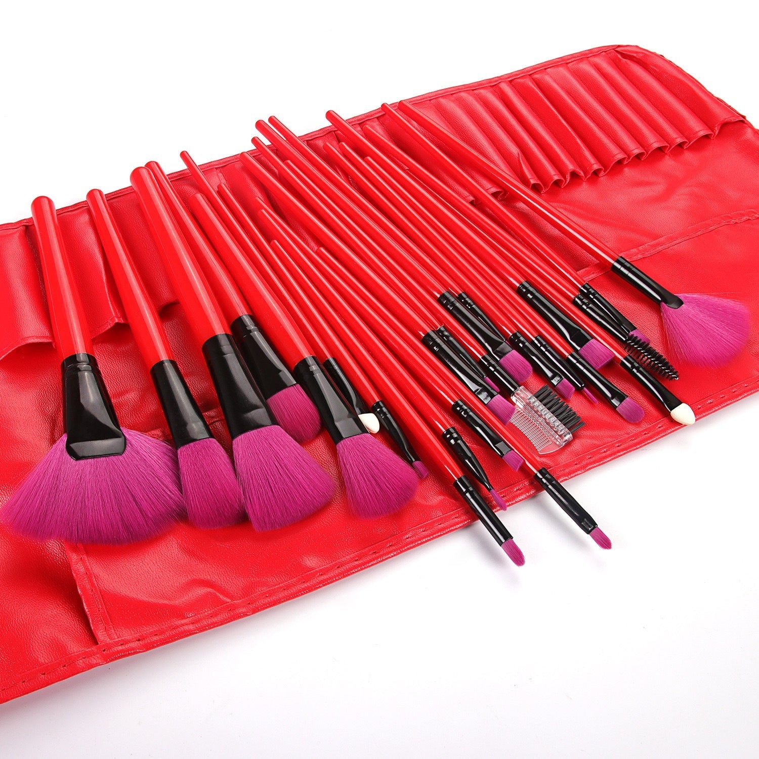 Shadowing 24 Makeup Brushes Set, Brownnatural Wood Pi-Mart