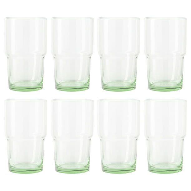 Better Homes & Gardens Clear Green Glass, Glassware, 8 Pack, 15 oz EasyOptionXY LLC