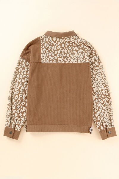 Leopard Print Drop Shoulder Jacket with Button-Up Closure Beautiful Unique Design Winter Jacket Stevvex