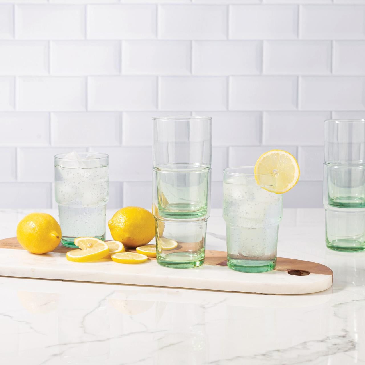 Better Homes & Gardens Clear Green Glass, Glassware, 8 Pack, 15 oz EasyOptionXY LLC