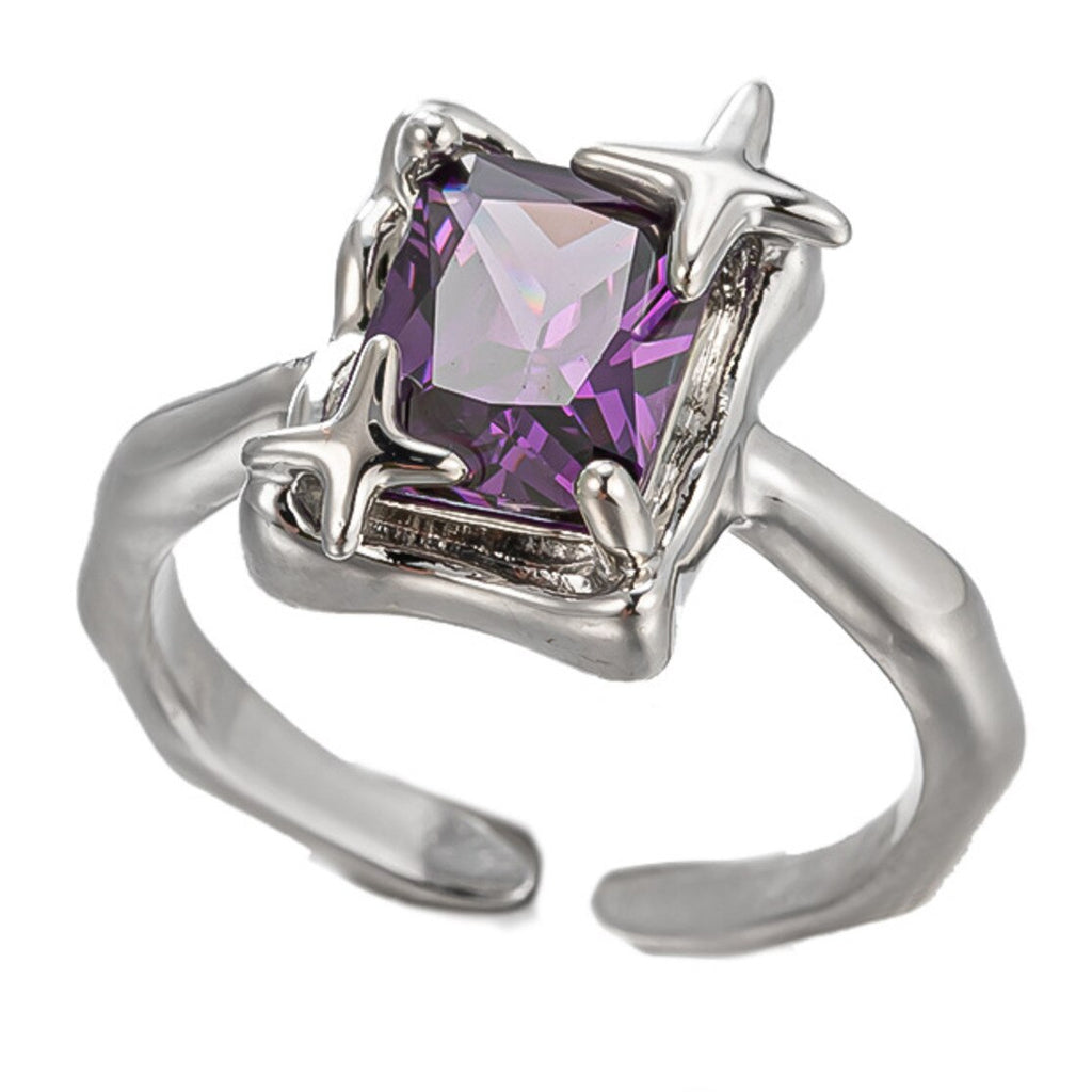 Purple Square Zirconia Ring - SJB-DIAMOND ELITES