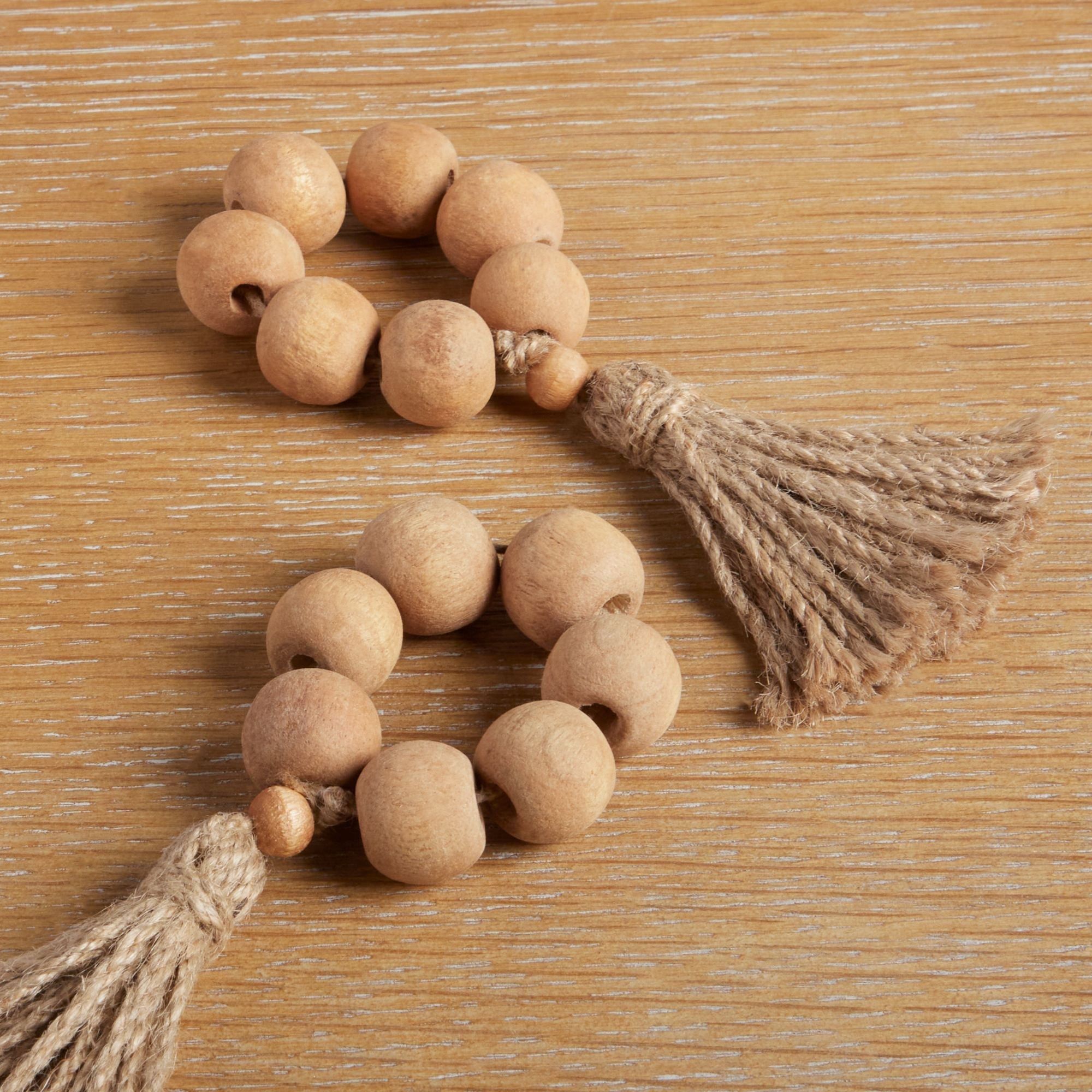Better Homes & Garden Bead and Tassel Napkin Rings, Natural, 2.5"W x 6"L, 4 Pieces EasyOptionXY LLC