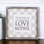 Unconditional Love Wood Sign 12x12 Framed Rustic Mother's Day Gift For Mom Definition Wall Decor BandsCo Straps