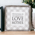 Unconditional Love Wood Sign 12x12 Framed Rustic Mother's Day Gift For Mom Definition Wall Decor BandsCo Straps