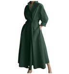 Long-sleeve Blouse Elastic Waist Swing Dress Pi-Mart