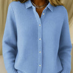Casual Fashion Button Knitted Lapel Sweater Pi-Mart
