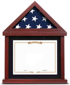 Flag Display Case for 3’x5’ Folded Flag With Shadow Box, Certificate Document Holder The Military Gift Store