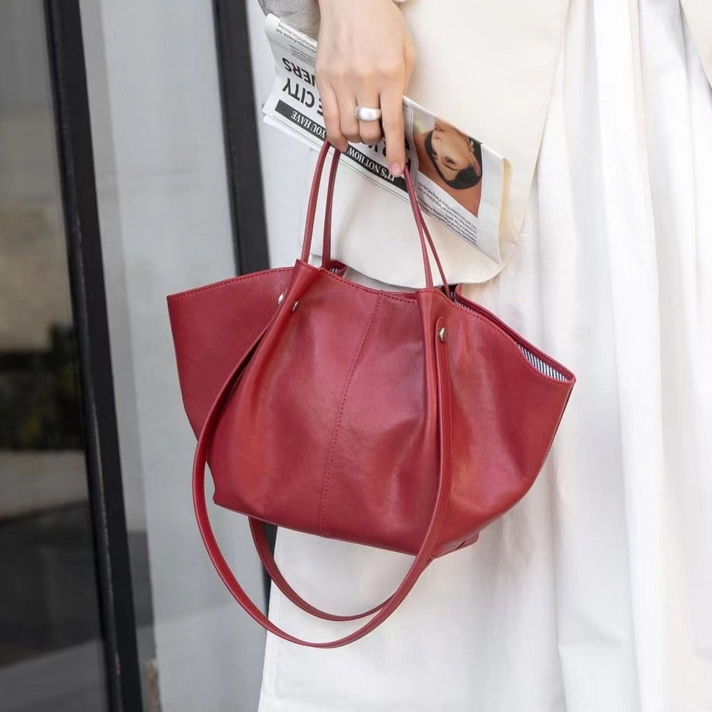 Elegant Genuine Leather Tote Bag – Premium Sheepskin Women's Hand-held Underarm Tote Bag, Versatile 2 in 1 Tote Shoulder Bag for Everyday Chic - SJB-DIAMOND ELITES
