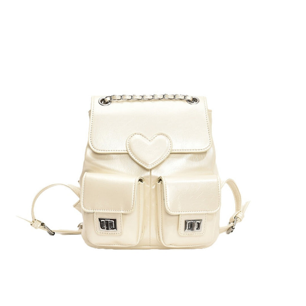 Love pattern women's backpack, versatile chain backpack, fashion travel small backpack purse women - SJB-DIAMOND ELITES