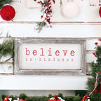 Believe In Kindness Wood Sign Christmas Wall Decor 8.5x4x1.5 Framed Rustic Holiday Gift BandsCo Straps