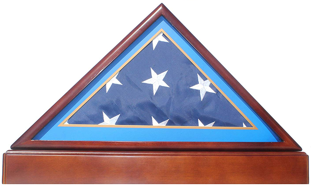 Burial/Funeral Flag Display Case Frame, Military Shadow Box with Pedestal Stand - 5'X9.5' Flag The Military Gift Store