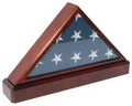 Burial/Funeral Flag Display Case Frame, Military Shadow Box with Pedestal Stand - Medallions in Solid Brass The Military Gift Store