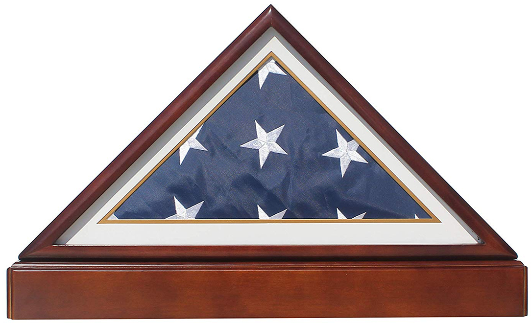 Burial/Funeral Flag Display Case Frame with Pedestal Stand-White Background Color The Military Gift Store