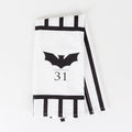 Halloween Tea Towel Bat 31 Vs Mummy Black White Cotton Dish Towel Kitchen Hand Towel Decor BandsCo Straps