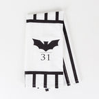 Halloween Tea Towel Bat 31 Vs Mummy Black White Cotton Dish Towel Kitchen Hand Towel Decor BandsCo Straps