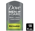 Dove Men+Care 3 in 1 Recharge Post-Workout Liquid Body Wash with Menthol For Men; 18 oz