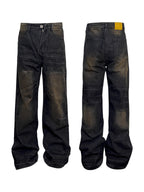 Niche Retro Washed Straight Deconstructed Jeans Lootquake LLC