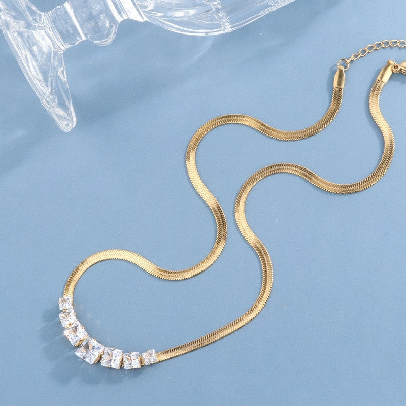 Necklace Female Titanium Steel Diamond Gold Trend Pi-Mart