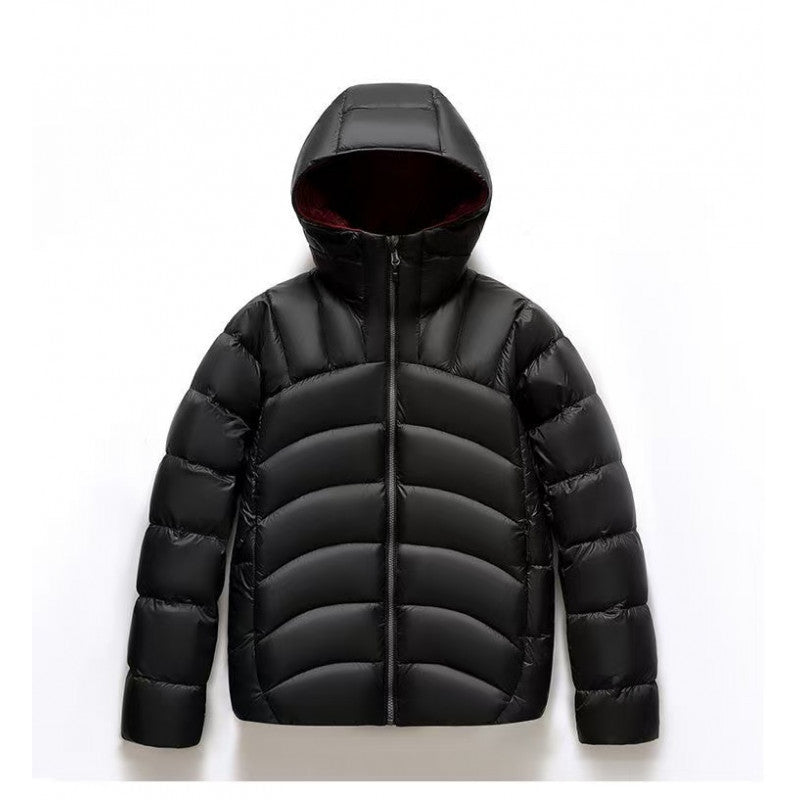 2025 New Unisex Hooded Down Jacket Couple Style Ribbed Pi-Mart