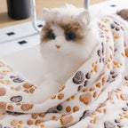 Cozy Paw Print Pet Blanket - Luxurious Fluffy Coral Fleece, Ultra-Soft Thermal Dog Bed Mat for Indoor Nesting, Couch & Kennel - Ideal Pet Supplies with Adorable Design Lootquake LLC