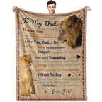 Creative Gift for Dad - Lion Design Soft Flannel Blanket with Loving Message, Cozy and Thoughtful Animal-Themed Decor Lootquake LLC
