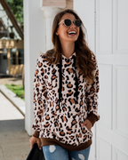 Leopard Print Pocket Hoodie Pi-Mart