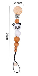 Modern Handmade Pacifier Chain Baby Teething Chains Crochet Rabbit Panda Beads Wooden Clips Wood Tiny Rod  For Kids