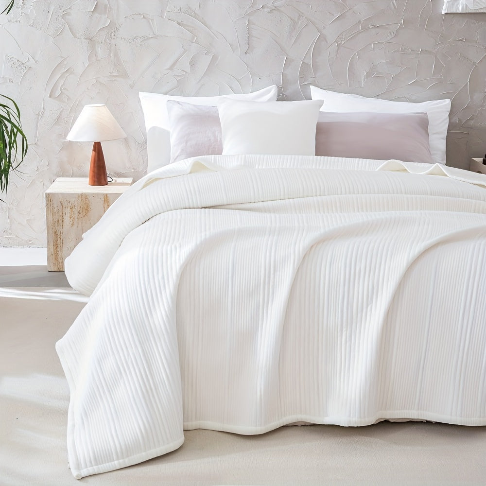 [Fast Arrival] 1pc Ultra-Soft Cloud-Like Cotton Jersey Bed Blanket - Bed Blankets - Plush Quilted Bedspread for Year-Round Comfort, Machine Washable, Soft Coverlet for Cozy Sleeping