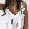 Ladies' V-neck Feather Print Fashionable Versatile Casual Camisole Vest - SJB-DIAMOND ELITES