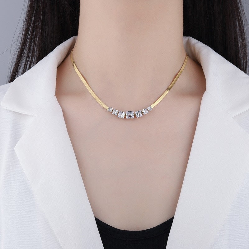 Necklace Female Titanium Steel Diamond Gold Trend Pi-Mart
