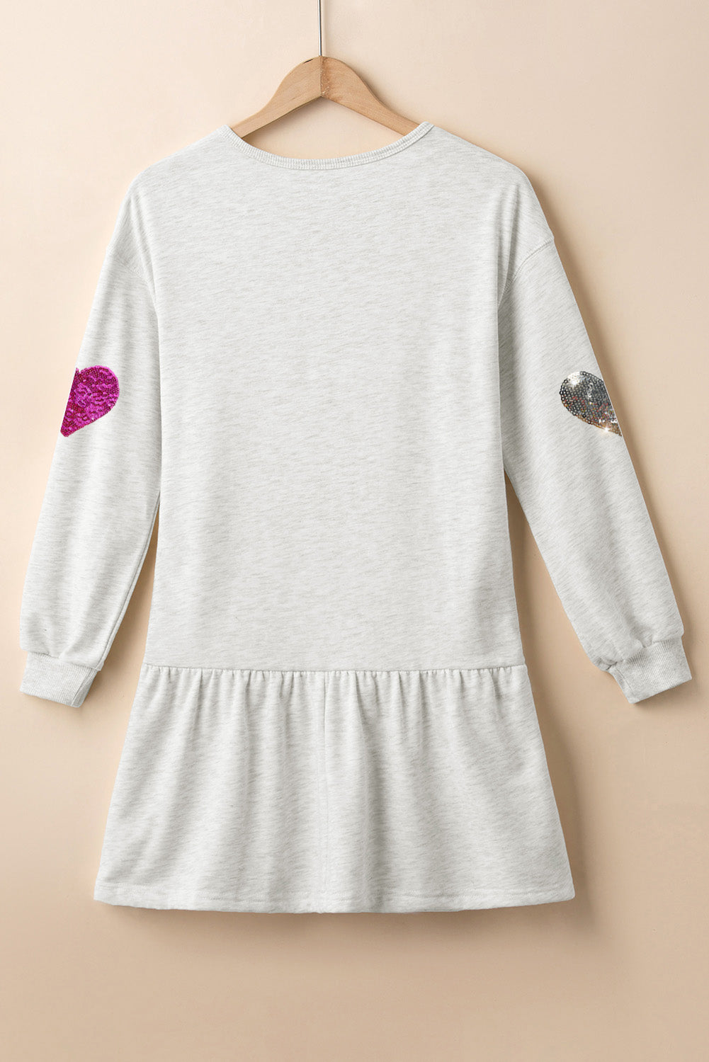 Cute Heart Round Neck Long Sleeve Mini Dress Stylish Dress for Women Girls Simple Charming Dress Stevvex