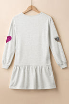Cute Heart Round Neck Long Sleeve Mini Dress Stylish Dress for Women Girls Simple Charming Dress Stevvex