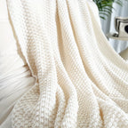Cozy All-Season Knit Throw Blanket with Tassels - Boho-Chic Geometric Pattern in Natural Wood Color - Versatile for Sofa, Office, Bed, and Travel Lootquake LLC
