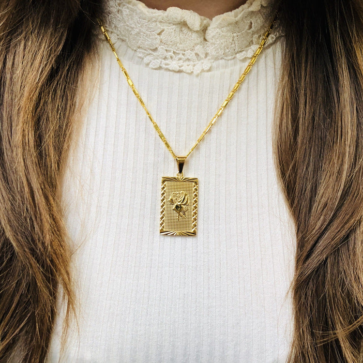 Gold Geo Floral Necklace Pi-Mart