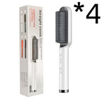New 2 In 1 Hair Straightener Hot Comb Negative Ion Curling Tong Dual-purpose Electric Hair Brush Pi-Mart