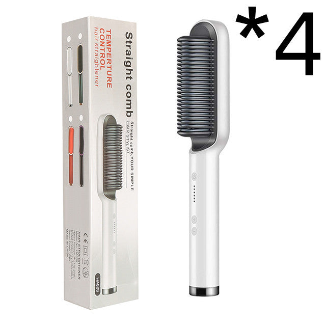 New 2 In 1 Hair Straightener Hot Comb Negative Ion Curling Tong Dual-purpose Electric Hair Brush Pi-Mart
