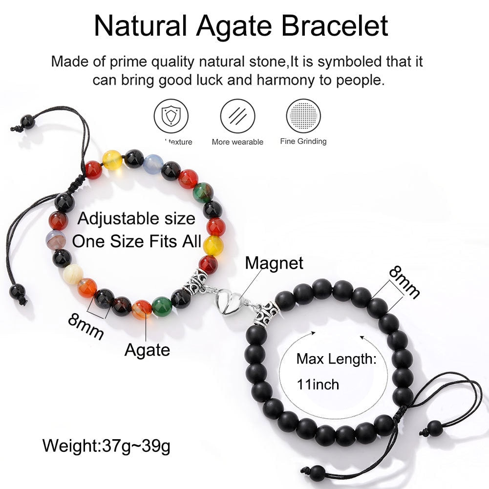 Natural Stone Beads Couple Magnetic Bracelets Pi-Mart