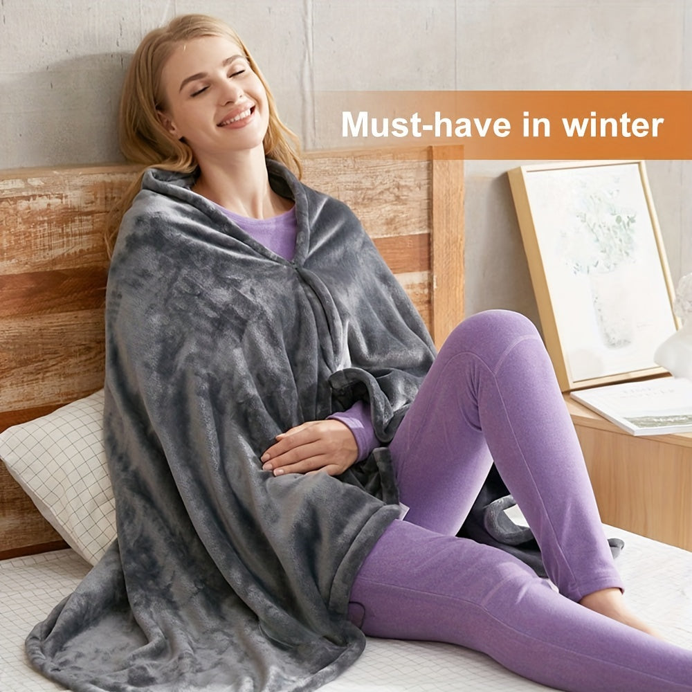 Electric Heating Blanket (59.06x31.5x0.59inch) USB Charging And Heating Blanket, Flannel Single Person Warm Shawl, Three Speed Temperature Control Adjustment, Suitable For Office Lunch Break, Outdoor Travel, Car Travel, And W