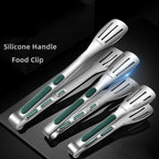 7/9/12inch 304 Stainless Steel Food Clip BBQ Grill Steak Food Clip Silicone Non-slip Handle BBQ Tong Party BBQ Accessories Stainless Steel Metal Food Tongs Multi-functional Cooking Tongs for Food Grill BBQ Stevvex