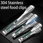 7/9/12inch 304 Stainless Steel Kitchen Tongs BBQ Clamp Grill Cooking Clamp Silicone Food Tong Kitchen Accessories Food Tong BBQ Grill Steak BBQ Clip Cooking Tools Stainless Steel Convenient Non-Stick Barbecue Tong Stevvex