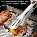 7/9/12inch 304 Stainless Steel Kitchen Tongs BBQ Clamp Grill Cooking Clamp Silicone Food Tong Kitchen Accessories Food Tong BBQ Grill Steak BBQ Clip Cooking Tools Stainless Steel Convenient Non-Stick Barbecue Tong Stevvex