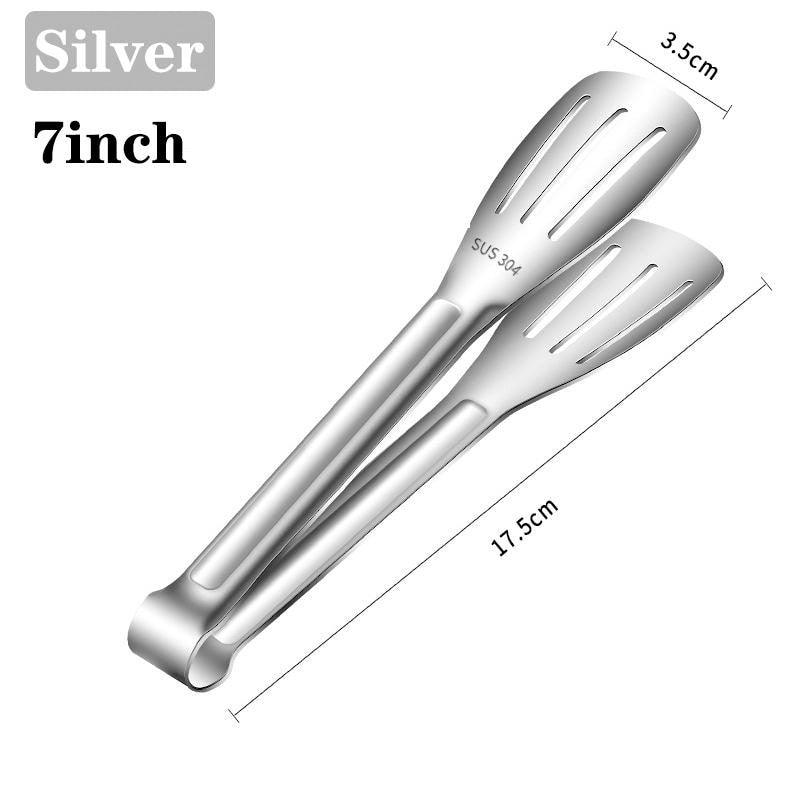7/9/12inch 304 Stainless Steel Kitchen Tongs BBQ Clamp Grill Cooking Clamp Silicone Food Tong Kitchen Accessories Food Tong BBQ Grill Steak BBQ Clip Cooking Tools Stainless Steel Convenient Non-Stick Barbecue Tong Stevvex