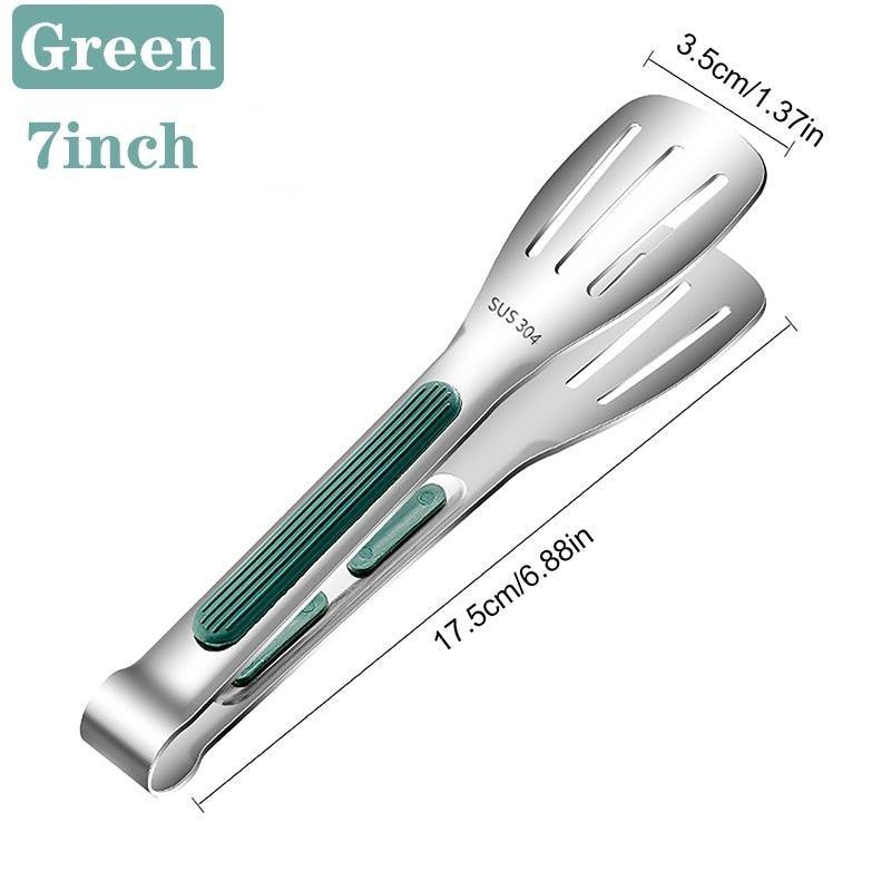 7/9/12inch 304 Stainless Steel Kitchen Tongs BBQ Clamp Grill Cooking Clamp Silicone Food Tong Kitchen Accessories Food Tong BBQ Grill Steak BBQ Clip Cooking Tools Stainless Steel Convenient Non-Stick Barbecue Tong Stevvex