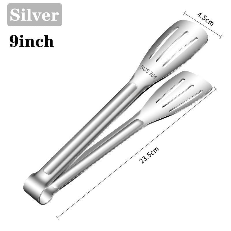 7/9/12inch 304 Stainless Steel Kitchen Tongs BBQ Clamp Grill Cooking Clamp Silicone Food Tong Kitchen Accessories Food Tong BBQ Grill Steak BBQ Clip Cooking Tools Stainless Steel Convenient Non-Stick Barbecue Tong Stevvex